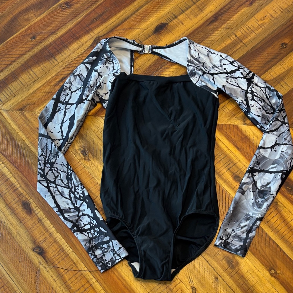 Eleve Black and Gray Long Sleeve Leotard size XS